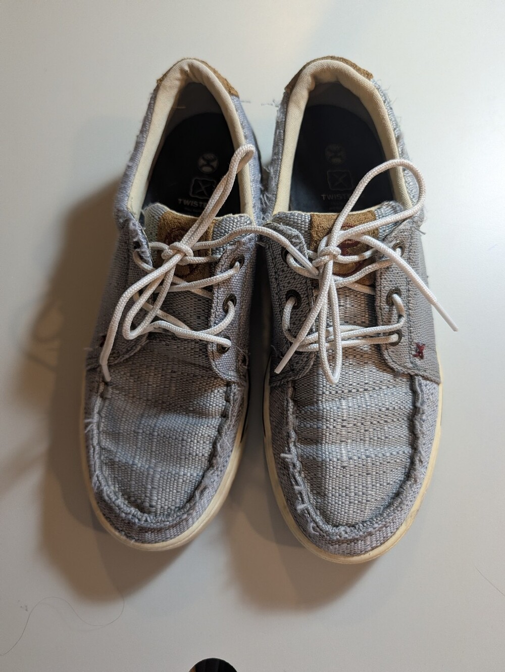 Twisted X Hooey Loper 8M Casual Women’s Canvas Boat Shoes in Light Gray